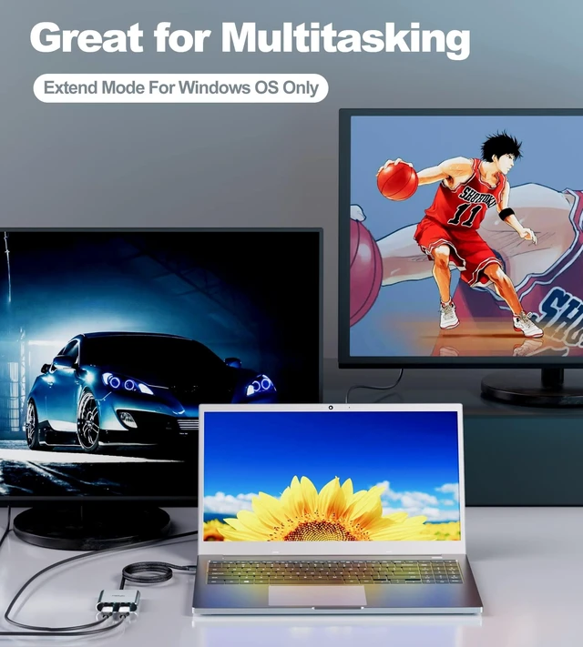 Alt view image 7 of 10 - fairikabe USB C to Dual DisplayPort MST Hub Splitter, Dual 4K 60Hz USB Type C to 2X DisplayPort 1.2 Adapter for Windows Laptop PC, Compatible with Thunderbolt 3