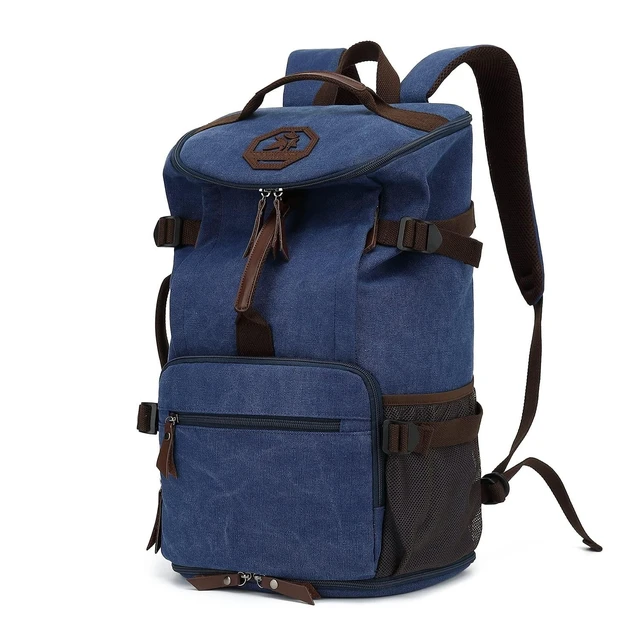 Alt view image 6 of 10 - Kalesi Gym Duffle Bag Backpack 4-Way Vintage canvas with Shoes Compartment for travel Sport Hiking laptop (Vintage blue)
