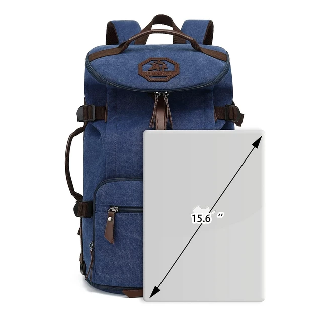Alt view image 9 of 10 - Kalesi Gym Duffle Bag Backpack 4-Way Vintage canvas with Shoes Compartment for travel Sport Hiking laptop (Vintage blue)
