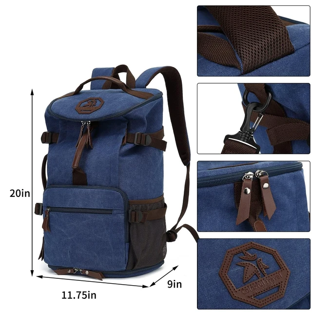 Alt view image 7 of 10 - Kalesi Gym Duffle Bag Backpack 4-Way Vintage canvas with Shoes Compartment for travel Sport Hiking laptop (Vintage blue)