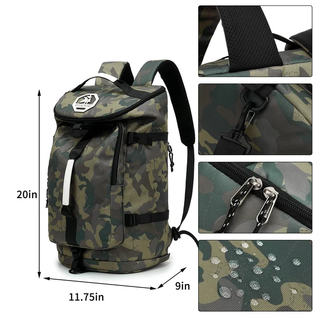 Alt view image 7 of 10 - Kalesi Gym Duffle Bag Backpack 4-Way Waterproof with Shoes Compartment for camouflage travel Sport Hiking laptop (camouflage)