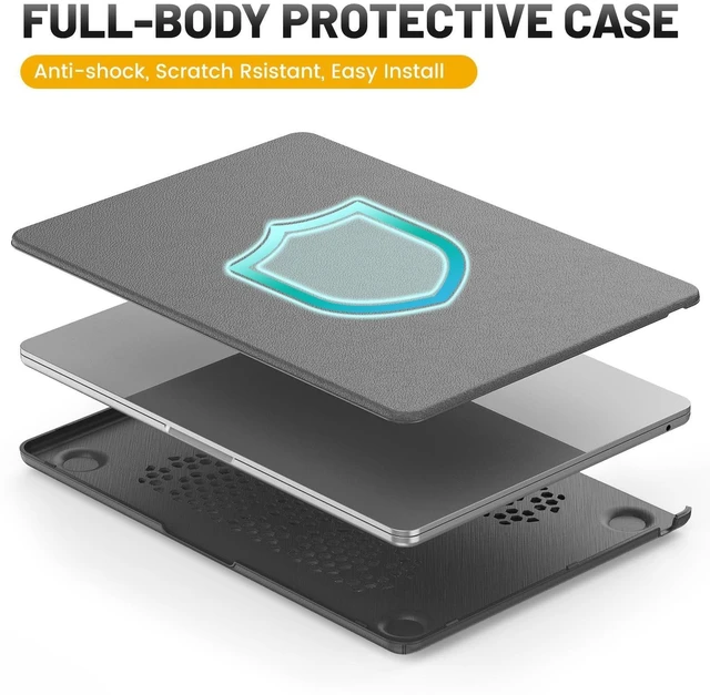 Alt view image 8 of 10 - HXCASEAC Case Compatible with MacBook Air 13 inch Case 2025 2024 2022 (13.6 inch) M4 M3 M2, Foldable Stand, Anti-Scratching Protective Hard Shell Cover A3240 A3113, A2681 PU Leather, Gray