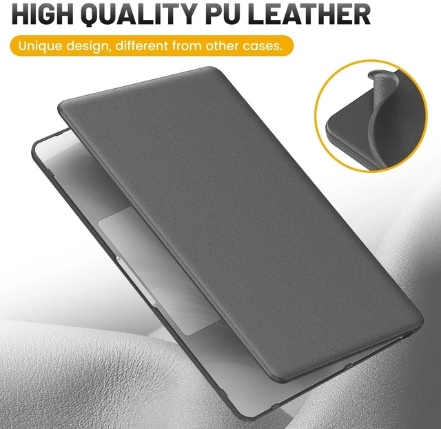 Alt view image 9 of 10 - HXCASEAC Case Compatible with MacBook Air 13 inch Case 2025 2024 2022 (13.6 inch) M4 M3 M2, Foldable Stand, Anti-Scratching Protective Hard Shell Cover A3240 A3113, A2681 PU Leather, Gray