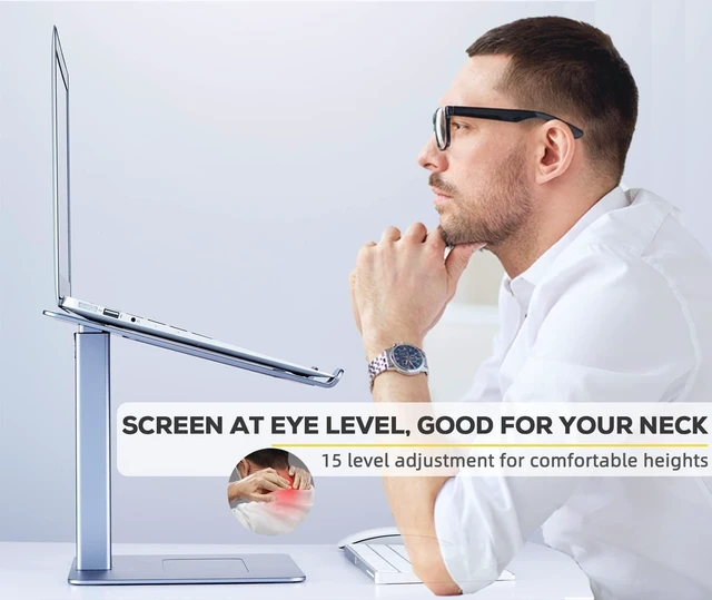 Alt view image 8 of 10 - VECOFO Adjustable Laptop Stand, Tall, Strong, Airflow, Suitable for 13.3-17.3 Inch Laptops, Lift Screen to Eye Level for Video Conferences