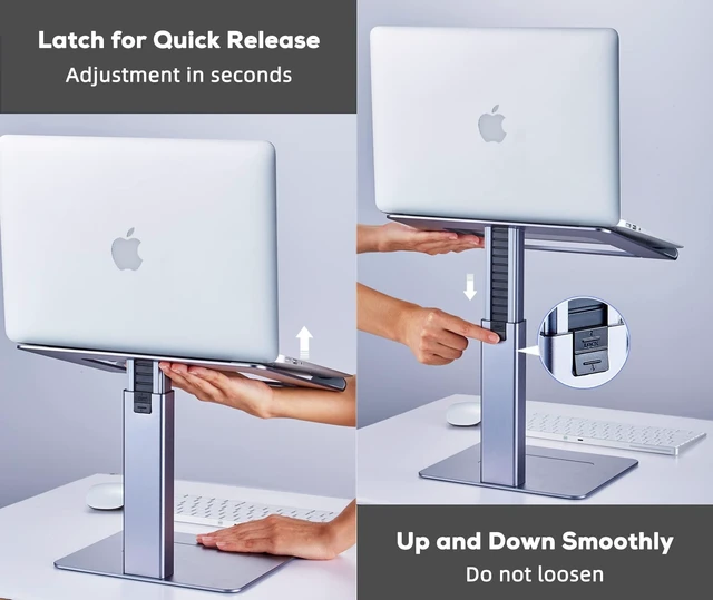 Alt view image 10 of 10 - VECOFO Adjustable Laptop Stand, Tall, Strong, Airflow, Suitable for 13.3-17.3 Inch Laptops, Lift Screen to Eye Level for Video Conferences