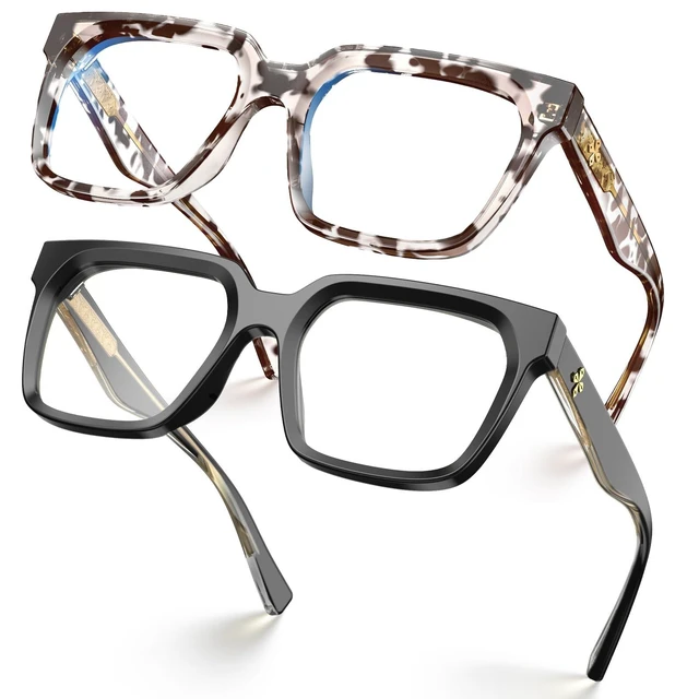 Alt view image 6 of 10 - VISOONE 2 Pack Rectangle TR90 Blue Light Blocking Glasses Computer Eyewear with Preppy Look for Women and Men Cougar
