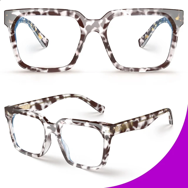 Alt view image 10 of 10 - VISOONE 2 Pack Rectangle TR90 Blue Light Blocking Glasses Computer Eyewear with Preppy Look for Women and Men Cougar