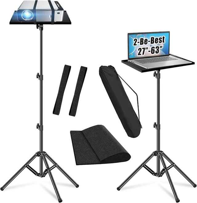 Alt view image 6 of 10 - 2-Be-Best Projector Tripod Stand Higher 27-63" Adjustable Projector Stand Foldable DJ Table Stand Projectors Floor Mount Stand Portable Laptop Tripod Stand for DJ Equipment Theater Office Home