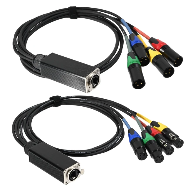 Alt view image 6 of 10 - DEANFINN 4-Channel XLR Snake to Ethercon Cable, XLR Audio Over Ethernet Cat5/Cat6 Extension Cable for Stage, Studio, Lighting, 3 Ft (1 Male+1 Female)