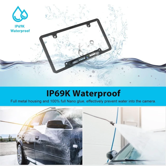 Alt view image 9 of 10 - GLK Backup Camera 1080P Rear View Reverse Camera - License Plate Backup Camera, Startlight Night Vision Wide Angle IP69 Waterproof CVBS-AHD Metal Housing, for 12-24V Cars