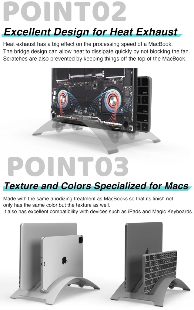Alt view image 8 of 10 - amesoba ^^ DualBridgeStand for MacBook and iPad ^^ Aluminum Vertical Laptop Desk Stand (Space Grey)