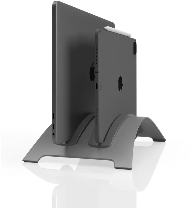 Alt view image 6 of 10 - amesoba ^^ DualBridgeStand for MacBook and iPad ^^ Aluminum Vertical Laptop Desk Stand (Space Grey)