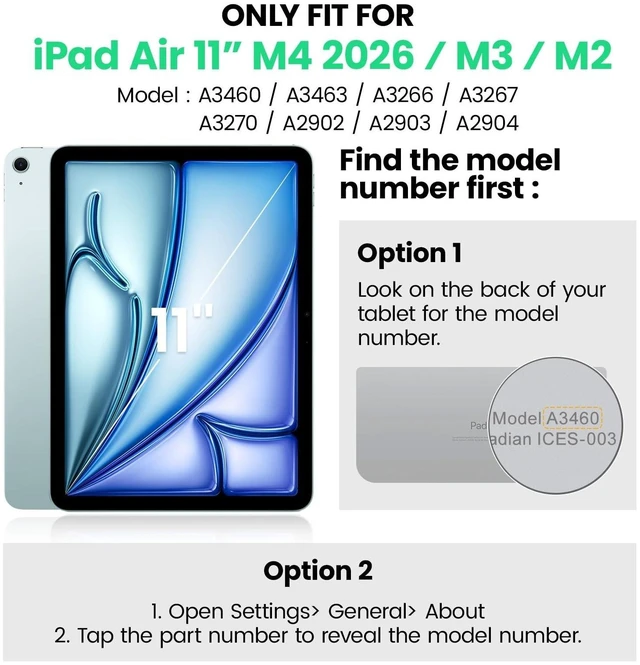 Alt view image 7 of 10 - SEYMAC for iPad Air 11 Inch Case M4 / M3 / M2 (2026/2025 / 2024), Full-Body Shockproof Protective Case with Screen Protector, Rotating Stand, Hand/Shoulder Strap, Black