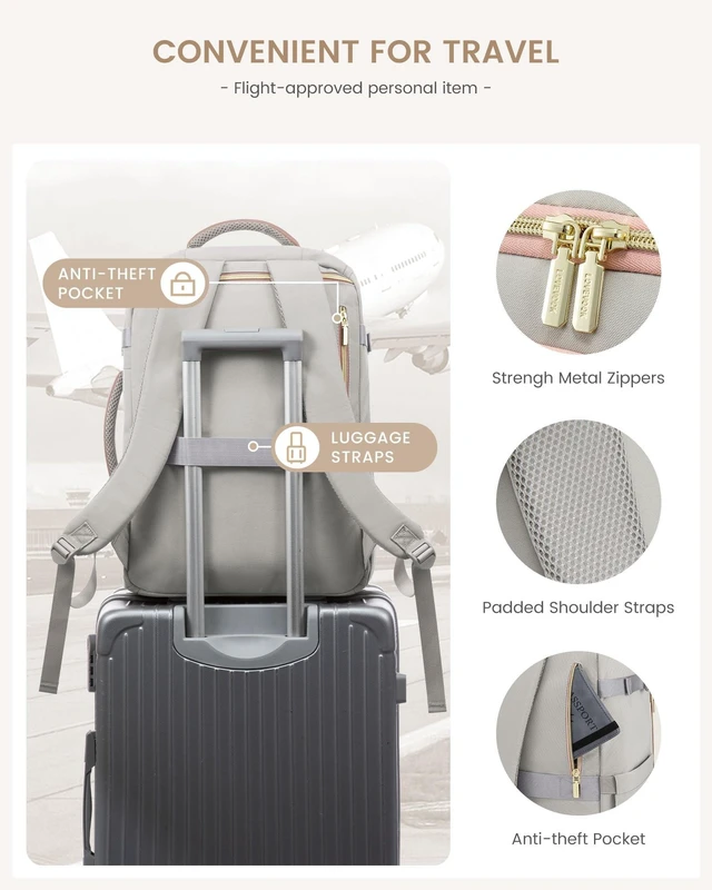 Alt view image 10 of 10 - LOVEVOOK Travel Backpack for Women/Men, Personal Item Bag with 3 Packing Cubes Fits 17" Laptop, 50L Travel Backpack Carry on Flight Approved, Water-resistant Carry On Bag for Airplanes