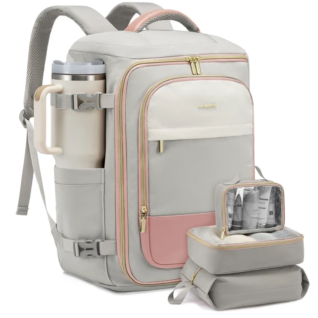 Alt view image 6 of 10 - LOVEVOOK Travel Backpack for Women/Men, Personal Item Bag with 3 Packing Cubes Fits 17" Laptop, 50L Travel Backpack Carry on Flight Approved, Water-resistant Carry On Bag for Airplanes