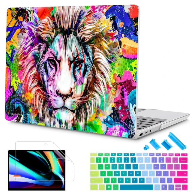 Alt view image 6 of 10 - Tuiklol Case for 12.4 Inch Microsoft Surface Laptop Go 3/2 / 1 2023-2020 Releases, Plastic Hard Shell Case with Screen Protector and Keyborad Cover +Dust Plugs Model 2013/1943,Lion