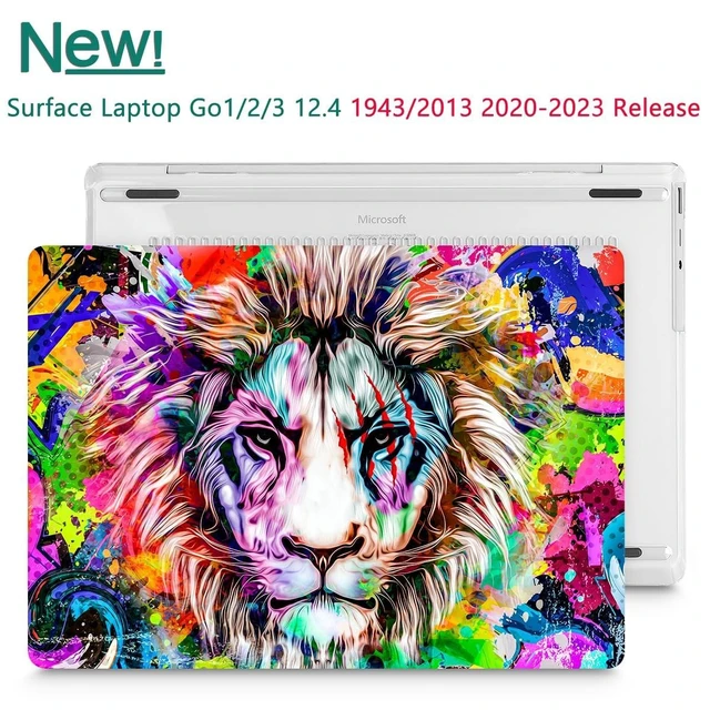 Alt view image 9 of 10 - Tuiklol Case for 12.4 Inch Microsoft Surface Laptop Go 3/2 / 1 2023-2020 Releases, Plastic Hard Shell Case with Screen Protector and Keyborad Cover +Dust Plugs Model 2013/1943,Lion
