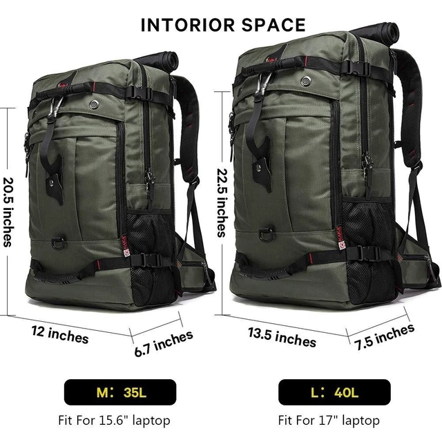 Alt view image 8 of 10 - KAKA Travel Backpack, Carry On Backpack Durable Convertible Duffle Bag Fit for 17.3 Inch Laptop for Men and Women(Large 40L)