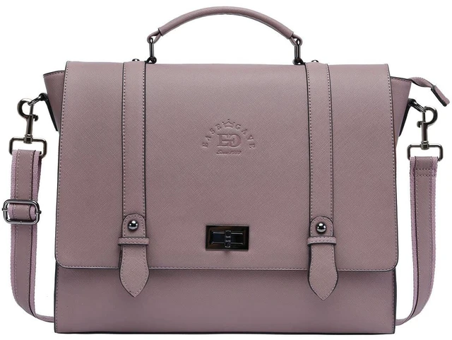Alt view image 6 of 10 - EaseGave Women's 15.6 Inch Laptop Briefcase, Vintage Purple Saffiano Eco-Leather, 4 Large Compartments, 2 Slip Pockets, 1 Zip-Fastening Pocket
