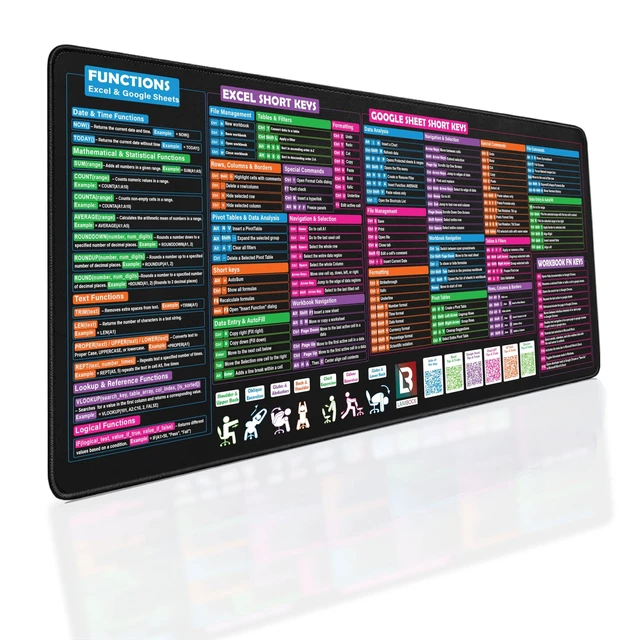 Alt view image 6 of 10 - LAMBOCK EXCEL Formula Cheat Sheet Desk Pad - Excel Shortcuts Mousepad - Desk Matt for Desktop - XL Blotter Mat ^^ Excell Formulas Cheat Sheet ^^ 31.5" 11.8"