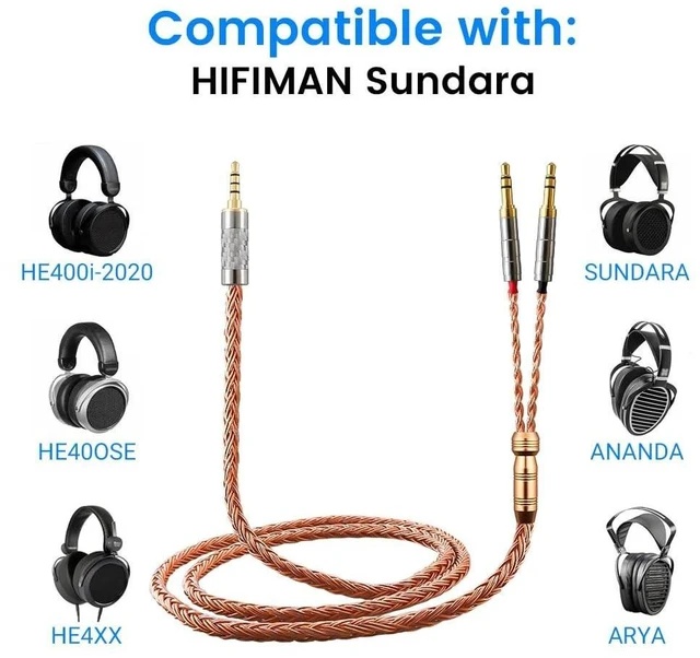 Alt view image 9 of 10 - Tirstrup XIUSHAOT Replacement Cable for Hifiman SUNDARA Ananda,Upgrade Cable for Hifiman HE4XX/HE-400i/HE560/HE-350/HE1000 Headphone 2.5mm/3.5mm/4.4mm to Dual 3.5mm (Copper, 2.5mm)