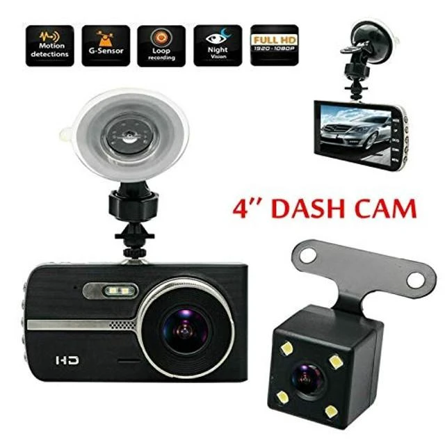 Alt view image 7 of 10 - Dash Cam MASO Dual Lens HD 1080P 4" In Car DVR Video Camera Recorder Night Vision