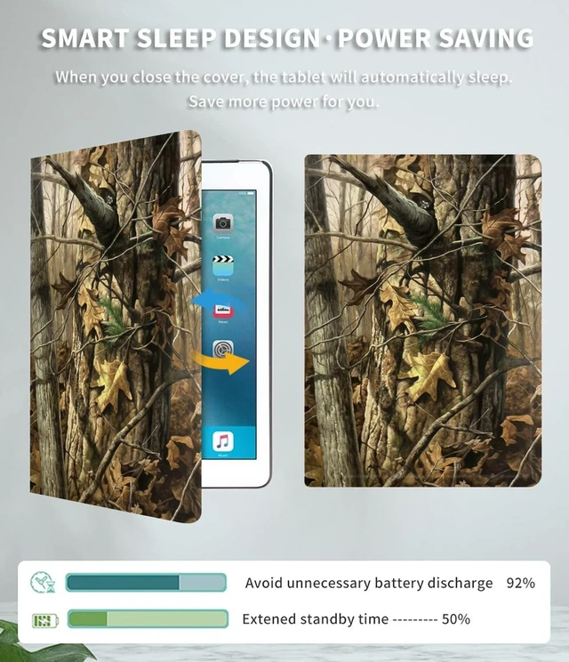 Alt view image 8 of 10 - Case for 10.1" All-New Fire HD 10 Tablet (13th Generation, 2023 Release) PU Leather Slim Lightweight Multiple Angles Stand Smart Shell Cover with Auto Wake/Sleep for Fire HD 10 2023,Camouflage Tree