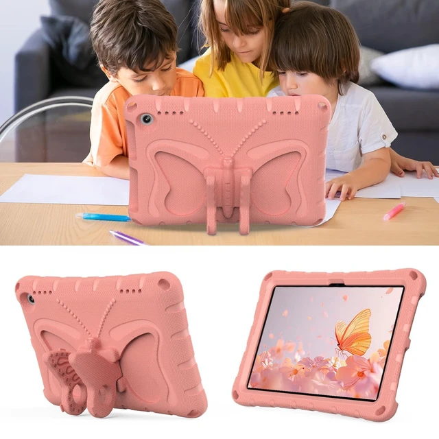 Alt view image 7 of 10 - YGTRLKP for Kindle Fire HD8 (2020/2022) Kids Girl Tablet Case Butterfly Wings Kickstand EVA Material Light Weight Shockproof Rugged Heavy Duty Kids Case for Kindle Fire HD8 Plus (2020/2022) (Pink)