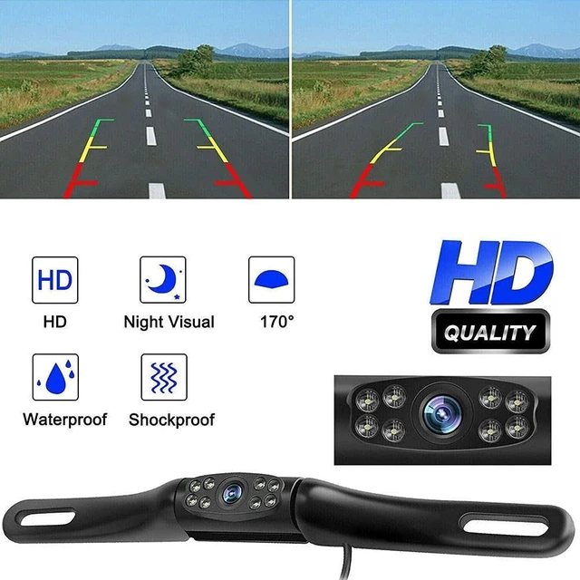 Alt view image 10 of 10 - HD Night Vision Reversing Camera with 8 LED 170 Wide Angle Backup Camera 45 Adjustable Lens Angle Waterproof Rear View Camera