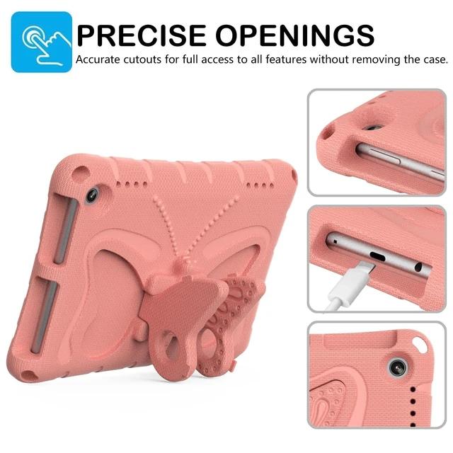 Alt view image 8 of 10 - YGTRLKP for Kindle Fire HD8 (2020/2022) Kids Girl Tablet Case Butterfly Wings Kickstand EVA Material Light Weight Shockproof Rugged Heavy Duty Kids Case for Kindle Fire HD8 Plus (2020/2022) (Pink)