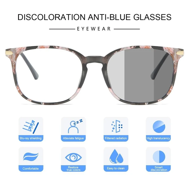 Alt view image 10 of 10 - MIRYEA Blue Light Blocking Computer Reading Glasses Photochromic Anti Glare Sunglasses