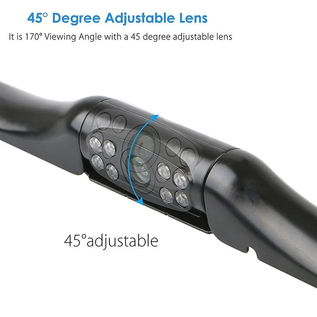 Alt view image 9 of 10 - HD Night Vision Reversing Camera with 8 LED 170 Wide Angle Backup Camera 45 Adjustable Lens Angle Waterproof Rear View Camera