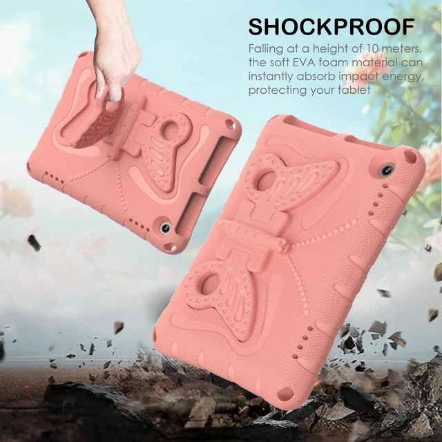 Alt view image 10 of 10 - YGTRLKP for Kindle Fire HD8 (2020/2022) Kids Girl Tablet Case Butterfly Wings Kickstand EVA Material Light Weight Shockproof Rugged Heavy Duty Kids Case for Kindle Fire HD8 Plus (2020/2022) (Pink)