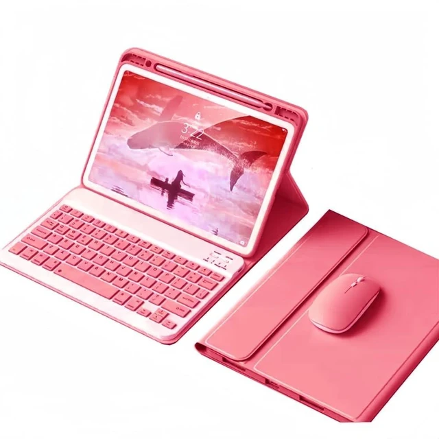 Alt view image 6 of 10 - kaidisen Keyboard Case Mouse for iPad 9th 8th 7th Generation 10.2 inch/iPad Air 3rd Gen 10.5 inch/iPad Pro 10.5 inch Detachable Cute Color Keyboard Case,Dark Pink