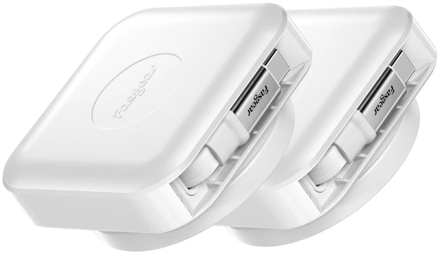 Alt view image 6 of 10 - Fasgear Under Desk Retractable USB C Cable White Type-C Cord 60W PD/PPS Fast Charging Compatible for iPhone 17 16 15 Pro/iPad Pro/MacBook/Samsung (2pack, 6.6ft)