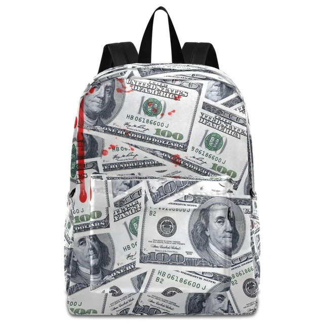Alt view image 6 of 10 - ZzWwR Bloody Us 100 Dollars Money Big Travel Laptop Backpack Durable Computer Bag Gift for Men Women School Bookbags Work