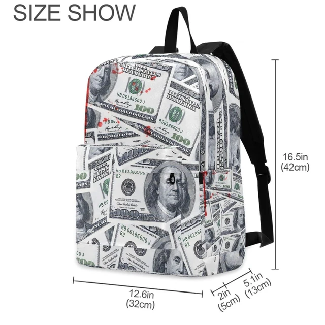 Alt view image 7 of 10 - ZzWwR Bloody Us 100 Dollars Money Big Travel Laptop Backpack Durable Computer Bag Gift for Men Women School Bookbags Work