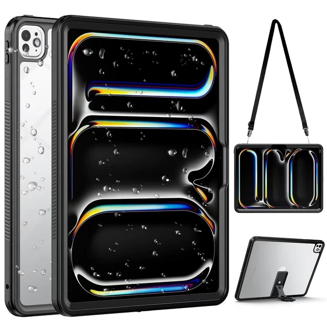 Alt view image 6 of 10 - Waterproof Case for iPad Pro 13 inch M4 2024,Shockproof Protective Case Premium Quality Cover Built-in High Touch Sensitivity Screen Protector with Kickstand Hand Rope (iPad Pro 13 inch)