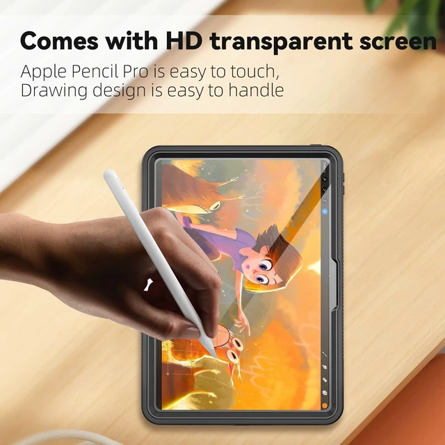 Alt view image 7 of 10 - Waterproof Case for iPad Pro 13 inch M4 2024,Shockproof Protective Case Premium Quality Cover Built-in High Touch Sensitivity Screen Protector with Kickstand Hand Rope (iPad Pro 13 inch)