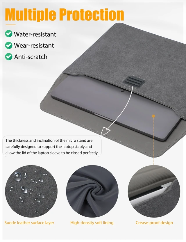 Alt view image 8 of 10 - HYZUO 15-16 Inch Laptop Sleeve Case Bag with Adjustable Stand Feature for MacBook Pro 16 M5/M4/M3/M2/M1 Pro/Max A3428 A3429 2026-2019, XPS 15, MacBook Pro 15 2015-2012, HP Envy 15.6, Space Gray
