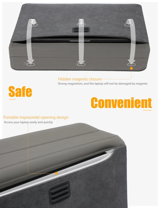 Alt view image 9 of 10 - HYZUO 15-16 Inch Laptop Sleeve Case Bag with Adjustable Stand Feature for MacBook Pro 16 M5/M4/M3/M2/M1 Pro/Max A3428 A3429 2026-2019, XPS 15, MacBook Pro 15 2015-2012, HP Envy 15.6, Space Gray