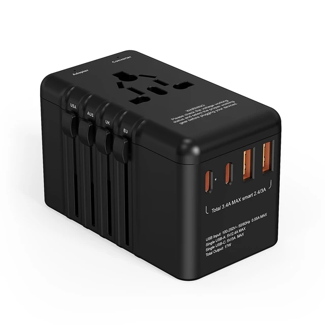 Alt view image 6 of 10 - 220v to 110v Converter and Adapter for Travel: International Universal Plug Adapters and Voltage Converters for Hair Dryer - High Power Transformer and Adaptor for US to European Italy UK EU