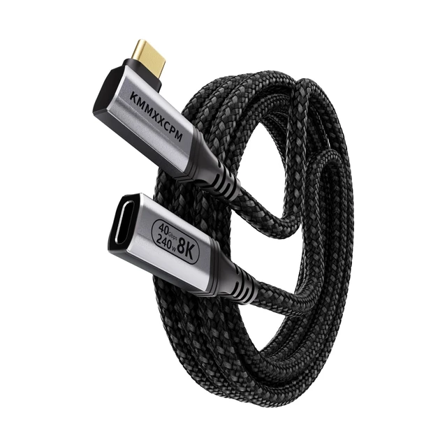 Alt view image 6 of 10 - KMMXXCPM 6.6FT USBC Extension Cable Right Angle Compatible with Thunderbolt 4/3,USB4 40Gbps Data Transfer,90 Degree USB C Male to Female Cable,Type C Extension 240W Fast Charging,8K/4K Video Display.