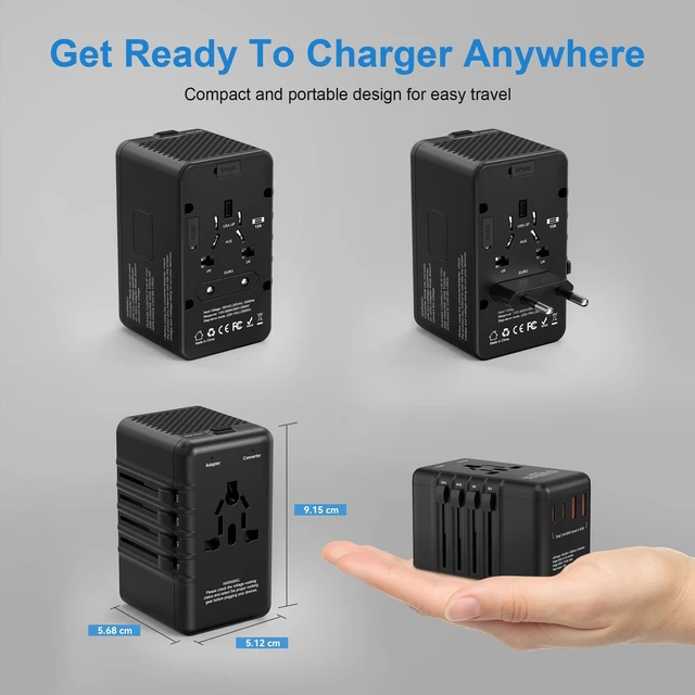 Alt view image 9 of 10 - 220v to 110v Converter and Adapter for Travel: International Universal Plug Adapters and Voltage Converters for Hair Dryer - High Power Transformer and Adaptor for US to European Italy UK EU