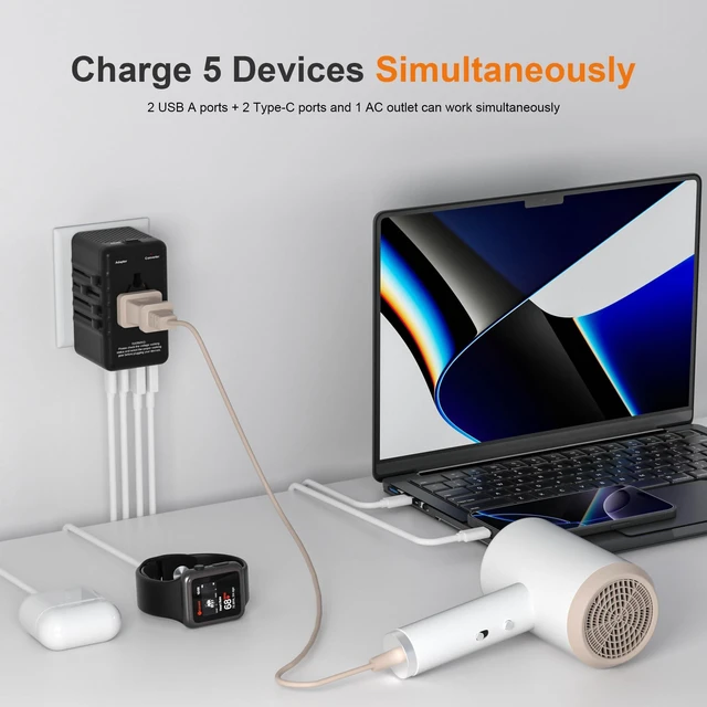Alt view image 8 of 10 - 220v to 110v Converter and Adapter for Travel: International Universal Plug Adapters and Voltage Converters for Hair Dryer - High Power Transformer and Adaptor for US to European Italy UK EU