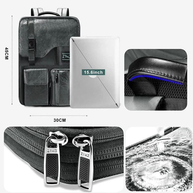 Alt view image 10 of 10 - Slim & Expandable Laptop Backpack 15.6 Inch, Computer Rucksack Water Resistant Bag, Anti-Theft Travel Daypack for Men and Women-Gray