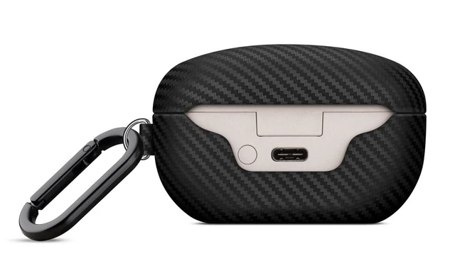 Alt view image 9 of 10 - Haobobro Leather Case - for WF-1000XM5 Case Cover with Keychain - Selected Skin-Friendly Leather, with Carbon Fibre Texture, Handmade Shockproof Protective Hard Cover for Sony WF 1000XM5 - Black