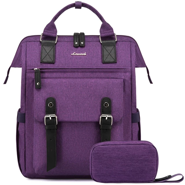 Alt view image 6 of 10 - LOVEVOOK Laptop Backpack for Women Work Travel Backpack, Teacher Doctor Nurse Bags College Backpack Purse, Business Commuter Computer Laptop Bag, 17 Inch, Dark Purple-black