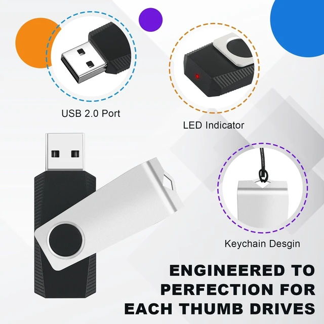 Alt view image 9 of 10 - 8GB Flash Drive USB Memory Stick 10 Pack, Bulk Thumb Drives Swivel Jump Drives USB Storage Flash Drive with Lanyards, Portable Photo Stick Zip Pendrive Memoria USB2.0 Sticks for Data Storage Backup