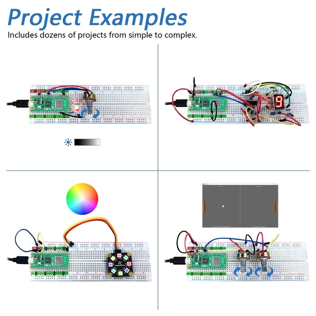 Alt view image 9 of 10 - Freenove Super Starter Kit for Raspberry Pi Pico 2 W (Included), Dual Arm Cortex-M33 and Dual Hazard3 RISC-V Microcontroller, 588-Page Detailed Tutorial, 177 Items, 94 Projects, Python C Java Code